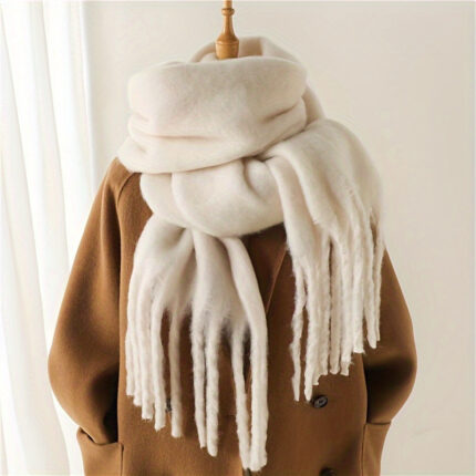 Women’s Solid Color Winter Scarf – Thick Warm Long Wrap